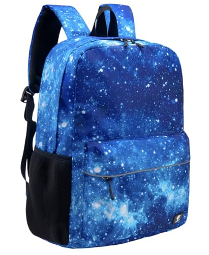 Fenrici Galaxy Backpack for Boys, Girls, Teens, Boys' Pack for School, Kids' Bookbags with Padded Laptop Compartment, Space Backpack, Blue Galaxy, 17 Inch - color: Blue Galaxy