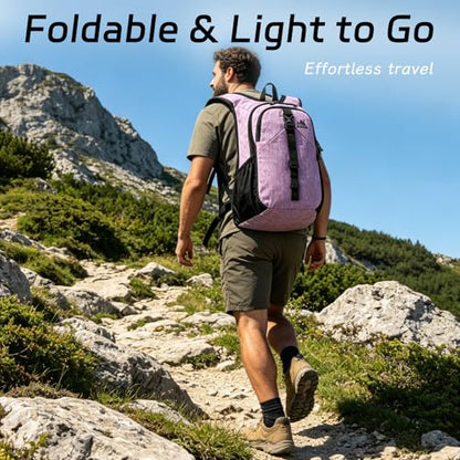15L Small Hiking Backpack Foldable Ultralight Trekking Camping Outdoors Backpack for Women Men (Purple) - color: Purple