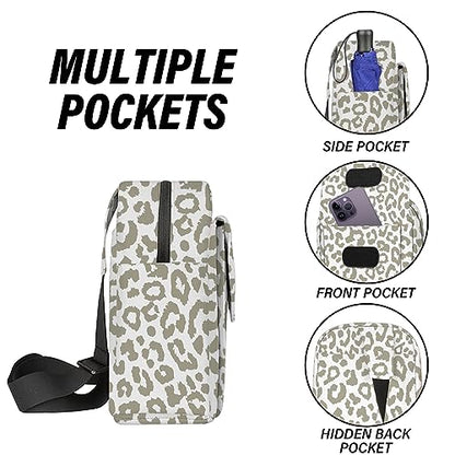 Cute Small Camera Bag with Photographer Camera Sling Bag Waterproof Dslr Camera Case Compatible with Nikon Sony Lightweigth for Women or Men（Grey Leopard Cheetah Print） - color: Grey-d20