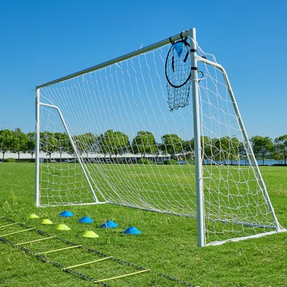 Soccer Goals for Backyard Soccer Goal 12x6 Big 10x6.5 8x6 6x4FT Soccer Goals for Youth Adults and Kids Large Metal 2" Goal Post with Agility Ladder and Target Net Soccer Cones Practice Equipment - style: 10×6.5 FT