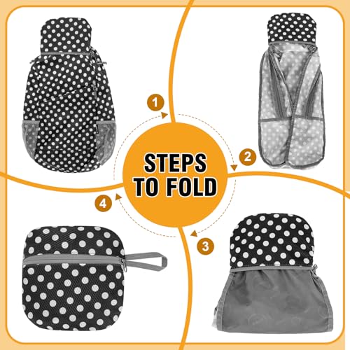 ZOMAKE Lightweight Packable Backpack 20L,Foldable Backpacks Small Daypack for Hiking Water Resistant Day Bag for Travel(Black, White Polka Dot) - color: Black, White Polka Dot