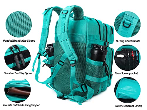 LHI Military Tactical Backpack for Men and Women 45L Army 3 Days Assault Pack Bag Large Rucksack with Molle System - Lake Blue - color: 1.4 Lake Blue