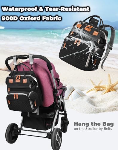 Astro alan Baby Diaper Bag with Changing Station, Waterproof Diaper Bag Backpack for Moms Dads with USB Charging Port, Baby Shower Gifts, Large Capacity diaper backpack, Black - color: Black