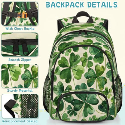St. Patrick's Day Clover Laptop Backpack for Women Men, 18.3 Inch Travel Work Backpacks, Green Shamrock Irish Waterproof Computer Casual Daypack Nurse Teacher Bags - color: Multicolor 1