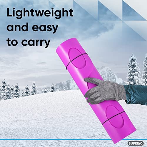 Superio Snow Slider Mat, Flexible Snow Sled Flying Carpet, Roll up Sleds for Kids 36" / Adults 54" Lightweight Plastic Snowboard Sled, 1 Pack - color: Pink, size: 36"