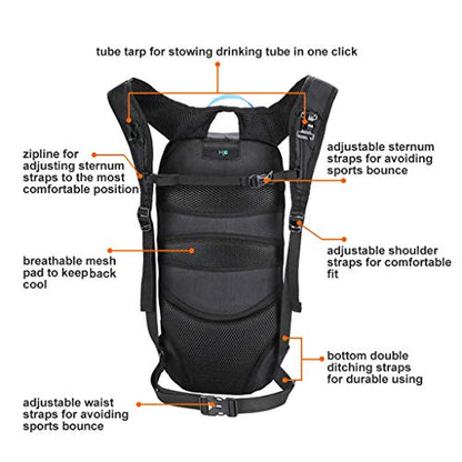 Bike Backpack Small Mountain Biking Backpack Lightweight 6l Daypack - MTB Cycling,Hiking,Skiing,Snow Bicycle,Snowboard | Lightweight - color: Grey