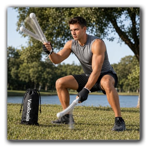 Weighted Ropeless Battle Ropes for Home Gym&Travel - 2 Pack Cordless Portable Battle Ropes, Exercise Rope Sticks for HIIT, Strength & Cardio, Fitness Enthusiasts and Athletes