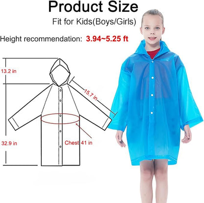Rain Ponchos Raincoats for Kids, Reusable Boys Girls Rain Jackets Emergency with Hood for Family Disney Travel Outdoor - color: F-1white+1blue