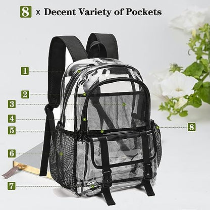 Clear Backpack, Large Clear Amber See Through Bag Heavy Duty Light Brown PVC Transparent Backpacks for College, Work - color: Brown