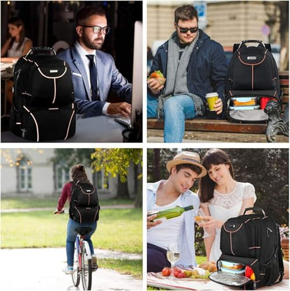 VECKUSON Lunch Bag Backpack, Insulated Cooler Lunch Box Backpack, Extra Large Travel 17.3 inch Laptop Backpack TSA Friendly RFID Computer Backpack for Women Men,Orange - color: Orange-rfid-1