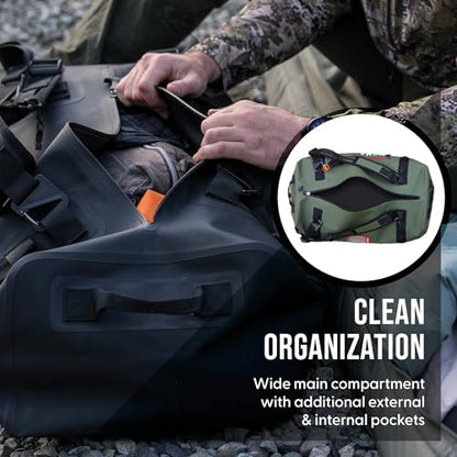 Uncharted Supply Co. The Vault Waterproof Duffel Bag - Airtight bag with Backpack Straps, Carry-On Size, Perfect for travel, boating, camping, recreation. (Black, 65L) - color: Black, size: 65L