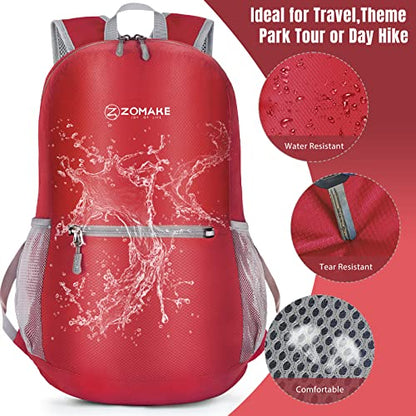 ZOMAKE Ultra Lightweight Hiking Backpack 20L, Packable Small Backpacks Water Resistant Daypack for Women Men(Bright Red) - color: Bright Red