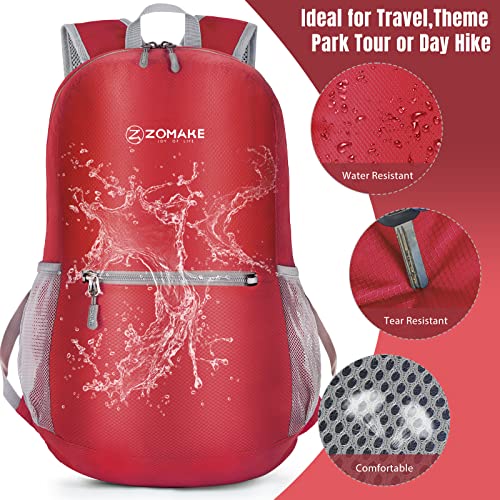 ZOMAKE Ultra Lightweight Hiking Backpack 20L, Packable Small Backpacks Water Resistant Daypack for Women Men(Bright Red) - color: Bright Red
