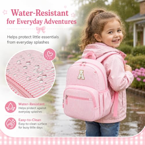 BTOOP Kids Backpack for Girls 3-6, Preschool Kindergarten Backpack with Insulated Lunch Compartment & Chest Strap, Cute Lightweight School Travel Bag Fits A4 Folder - color: Pink Stripes-15'', size: Age 3-6 (14.5" H Fit Folder)