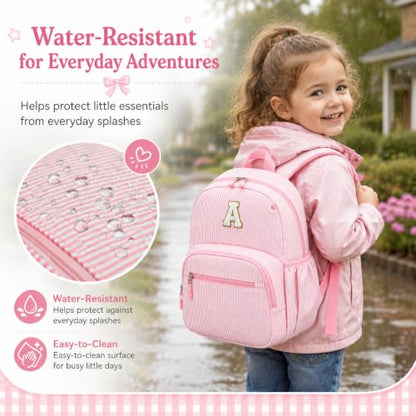 BTOOP Kids Backpack for Girls 3-6, Preschool Kindergarten Backpack with Insulated Lunch Compartment & Chest Strap, Cute Lightweight School Travel Bag Fits A4 Folder - color: Pink Stripes-15'', size: Age 3-6 (14.5" H Fit Folder)