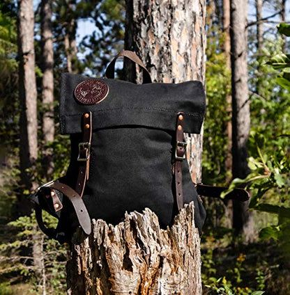 Duluth Pack Scout Pack – Compact Canvas Backpack for Hiking, Travel & Daily Use – Made in USA (Black) - color: Black