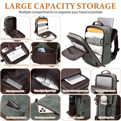 BOVIP Travel Backpack for Men Carry On Backpack Flight Approved Personal Item Backpack, 17 inch Laptop Backpack Casual Daypack Weekender Business Hiking Backpack, Dark Green - color: Dark Green, size: 17 inch