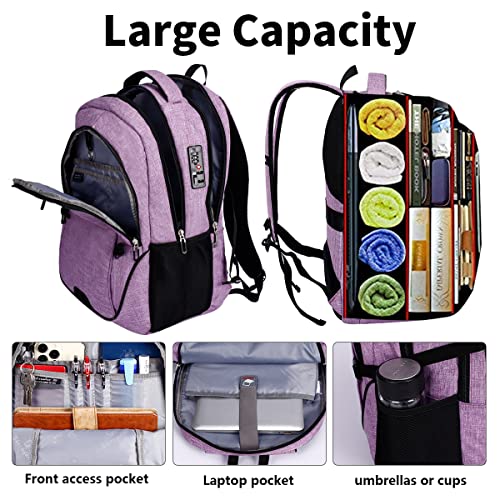 SHRRADOO Anti Theft Laptop Backpack Travel Backpacks with Combination Lock for Women Men College Backpack Computer Bag Fits 17 Inch Laptop,Purple - color: Purple