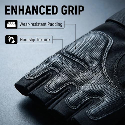 Fingerless Motorcycle Gloves for Men Women,Breathable TPU Protection,for Motorcycle Cycling ATV Riding Tactical Training Fitness Workout Black - size: X-Large