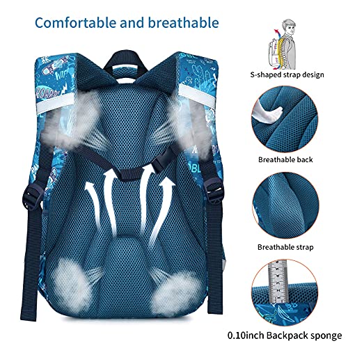 3Pcs Boys Dinosaur Backpack Set with Lunch Box Pencil Case, School Book Bag for Kids Elementary Preschool 1 - color: Indigo