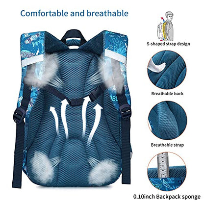 3Pcs Boys Dinosaur Backpack Set with Lunch Box Pencil Case, School Book Bag for Kids Elementary Preschool 1 - color: Indigo