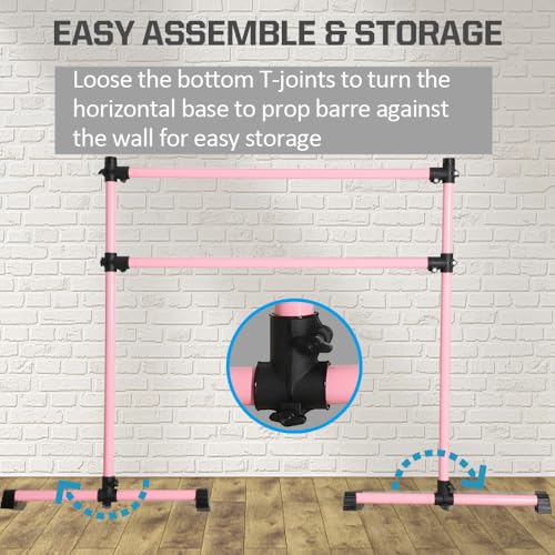 UMEKEN Wood/Aluminum/Steel Ballet Barre 4 Foot Portable Barre Bar Home Adjustable Freestanding Ballet Stretch Dance Bar for Kids Adult with Carry Bag