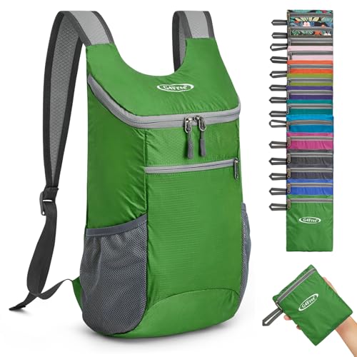 G4Free 11L Lightweight Packable Hiking Backpack, Nylon Small Foldable Daypack for Men Women, Mini Backpack Designed for Daily Hiking, Travel, Cycling - color: Green, size: Small