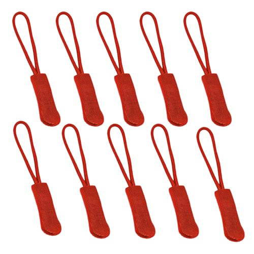 Fbshicung 10 Pcs Zipper Pull Replacemen Tab Heavy Duty Zipper Extender Cord for Bag Suitcase Jacket Luggage (Red) - color: Red