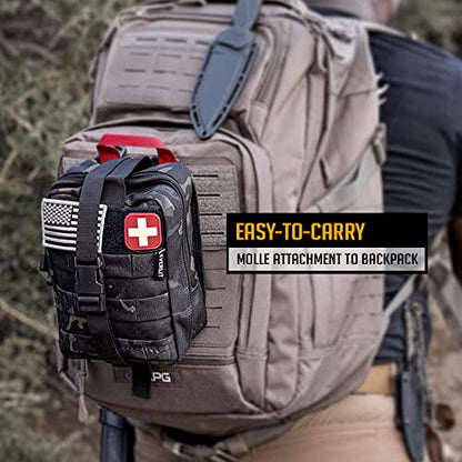 EVERLIT 250 Pieces Survival First Aid Kit IFAK EMT Molle Pouch Survival Kit Outdoor Gear Emergency Kits Trauma Bag for Camping Boat Hunting Hiking Home Car Earthquake and Adventures - color: Od Green