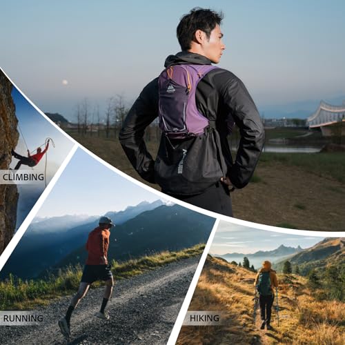 AONIJIE Running Hydration Vest for Men Women 8L Backpack with 500ml Soft Flask Water Bottle - style: Purple( Ice Soft Flask)