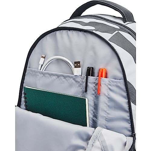 Under Armour Unisex Hustle 5.0 Backpack - color: (019) Pitch Gray / / Metallic Champagne Gold