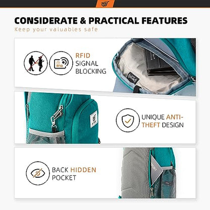 SKYSPER Sling Bag RFID Crossbody Sling Backpack Cross Body Shoulder Bag Travel Hiking Daypack for Women Men(Cyan) - color: Cyan