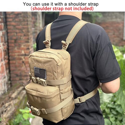 Tactical Mini Molle Hydration Pack,Molle Hydration Carrier with US Flag Water Resistant,Hydropack for Tactical Vest Backpack - style: Cb+bladder