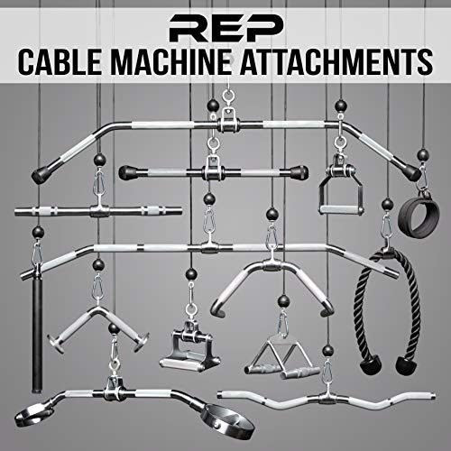 REP Fitness LAT Pulldown and Low Row Cable Machine Attachments and Functional Trainer Attachments – Curl Bar, D-Handle, Ankle Cuff, Tricep Rope, Sports Handle, Straight Bar, Row, Chinning Triangle - style: 38 Solid Pro-Style Lat Bar