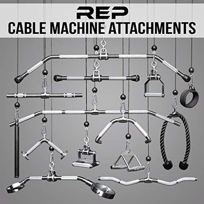 REP Fitness LAT Pulldown and Low Row Cable Machine Attachments and Functional Trainer Attachments – Curl Bar, D-Handle, Ankle Cuff, Tricep Rope, Sports Handle, Straight Bar, Row, Chinning Triangle - style: D Cable Handle Pro Style