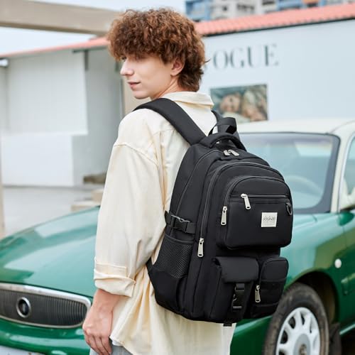 abshoo Large Heavy Duty Backpack For School College Bookbag Casual Multi Pocket Travel Backpacks - color: Black