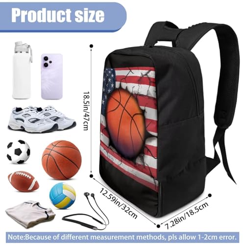Basketball Backpack With Separate Ball Compartment And Shoes Fit Basketball Volleyball Football - color: American Basketball