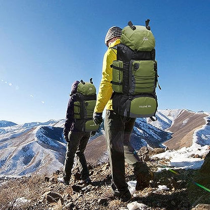 90L Hiking Backpack, Waterproof Camping Bag with Rain Cover, Lightweight Backpacking Back Pack - color: Army Green
