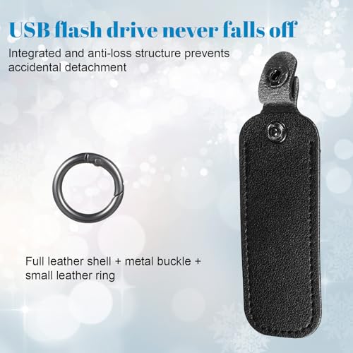 Ymapinc Leather USB Flash Drive Case - Thumb Flash Drive Holder USB Storage, Secure Travel Holder Portable Small Storage Carrying Case with Keychain (1Pcs, Black PU Leather) - color: black