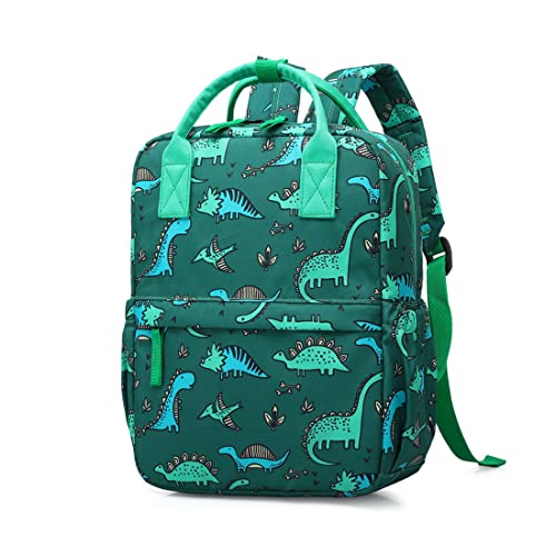 Cute Preschool Backpack Toddler School Book Bag for Girls Boys Kids Kindergarten Nursery Travel Bag with Chest Strap(15inch, Green Dinosaur) - color: Green Dinosaur, size: 15inch