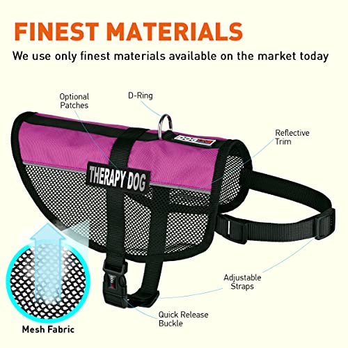 Dogline MaxAire Multi-Purpose Mesh Vest for Dogs and 2 Removable Therapy Dog Patches, Small, Pink - color: Pink, size: Girth 13 by 16"