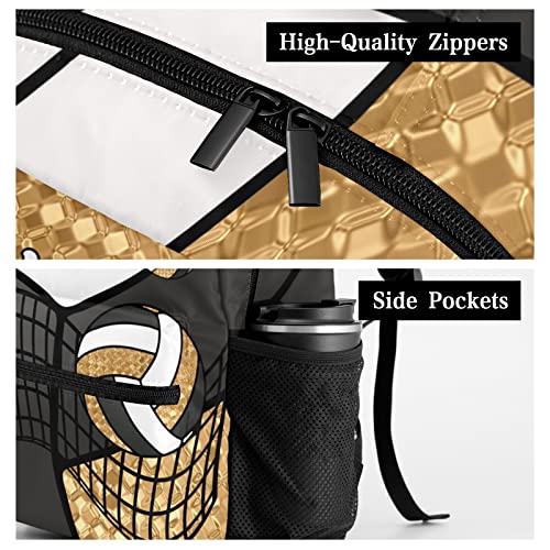 Personalized Sport Volleyball Gold Print Waterproof Backpack with Name Text for Women Men Gift - color: Backpack 14