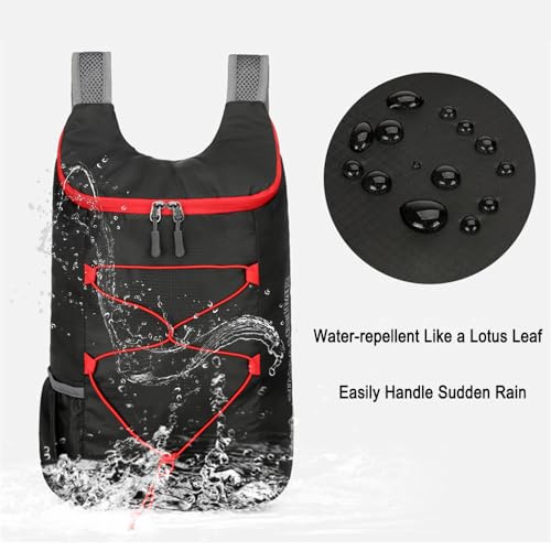Lightweight and Thin Foldable Backpack, Climbing Bag, Hiking Daypack,15L Waterproof Travel Packable Rucksack (Black) - color: Black