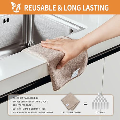 MR.SIGA Microfiber Cleaning Cloths, All-Purpose Surface Microfiber Towels, Streak Free Cleaning Rags, Pack of 12, Wheat, Size 32 x 32 cm(12.6 x 12.6 inch) - color: Wheat