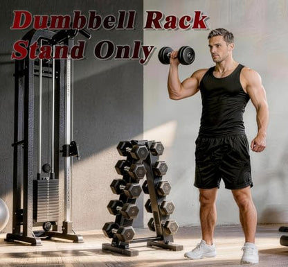 5 Tier Dumbbell Rack, Weight Rack for Home Gym - 260 LBS Capacity - Steel A-Frame Dumbbells Storage Space Saving Folds Up Design (No Dumbbells Rack Only)