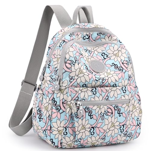 Mini Backpack Purse for Women, Stylish Daypack Shoulder Bag, Small Lightweight Daypack for Work Travle College (B- Flower Light Blue) - color: B- Flower Light Blue