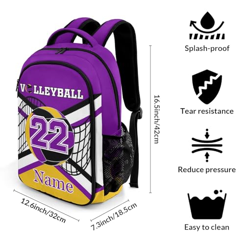 Purple Gold Volleyball Shoulder Backpack Bag for Sports Camping Hiking Travelling - color: Muilti 12