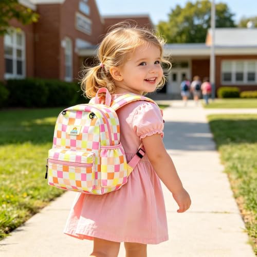 STEAMEDBUN Toddler Backpack Boys Girls 2-4, Preschool Daycare Backpack -12inch - color: Pink Checkerboard, size: Mini-12"H(not fit folder)