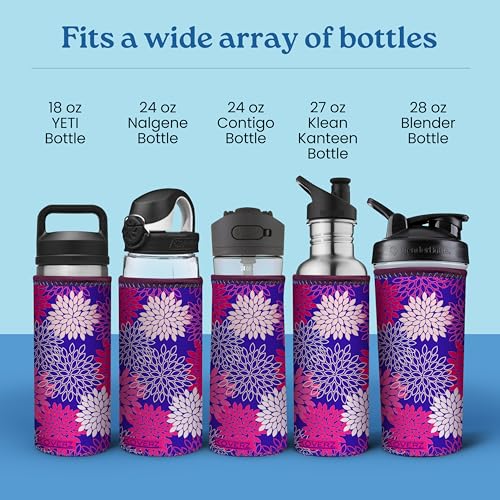 Water Bottle Sleeve, Neoprene Insulated Bottle Sleeve, Fits 24-30 Oz. Water Bottle, Washable and Reusable, Large Size, Gray Waves - color: Gray Waves Camo, size: Large 24-30oz