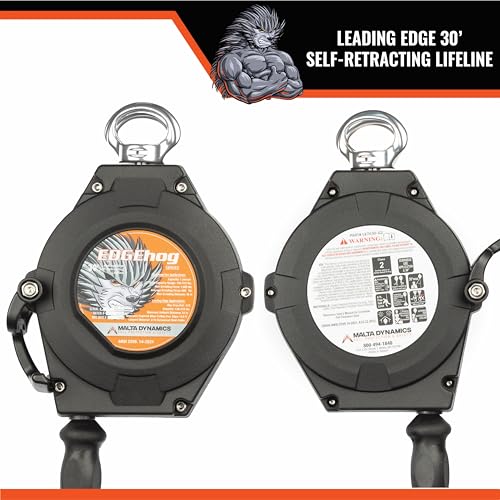Malta Dynamics Edgehog Self Retracting Lifeline – 30’ Leading Edge Fall Protection Yoyo Cable, Class 2 Retractable Lanyard with Quick-Action Brake, OSHA and ANSI Compliant Safety Lanyard - size: 30 Foot